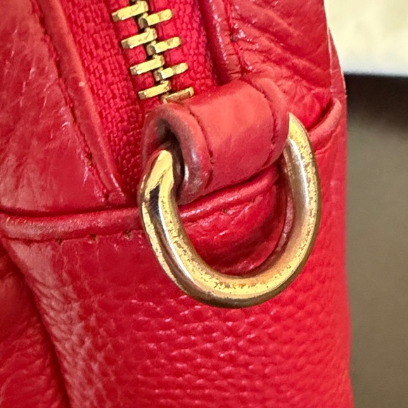 USED Original Pom Pom London Mayfair Red Leather Pebbled Crossbody Bag. - Picture 6 of 12